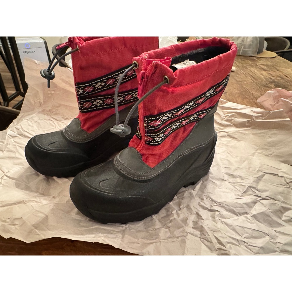 Lands End Snow Flurry Kids Winter Boots Pink Black Size 3 Girls 406690